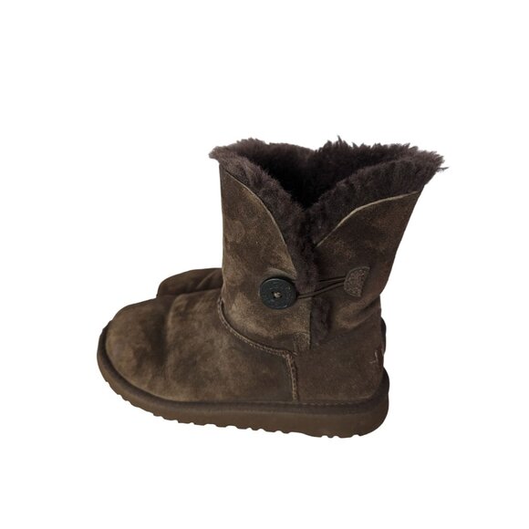 UGG Baily Button Brown suede boots Youth Girls Size 3 - Picture 4 of 11